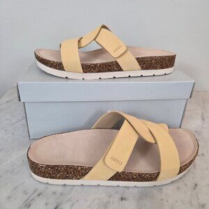 ABEO Lizzy Slide Sandals Impala Yellow Leather Neutral Footbed